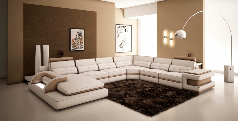 En minimalistisk lædersofa for hele familien